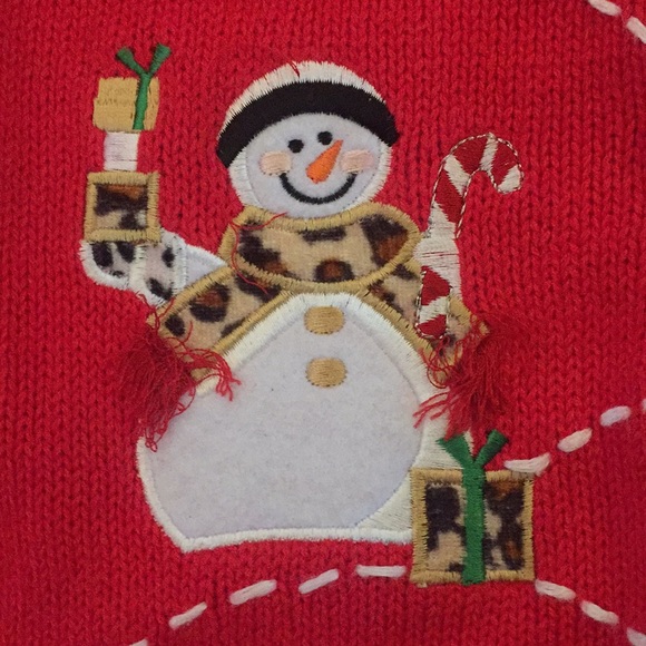 Leopard Print ugly Christmas Sweater medium - Picture 2 of 5